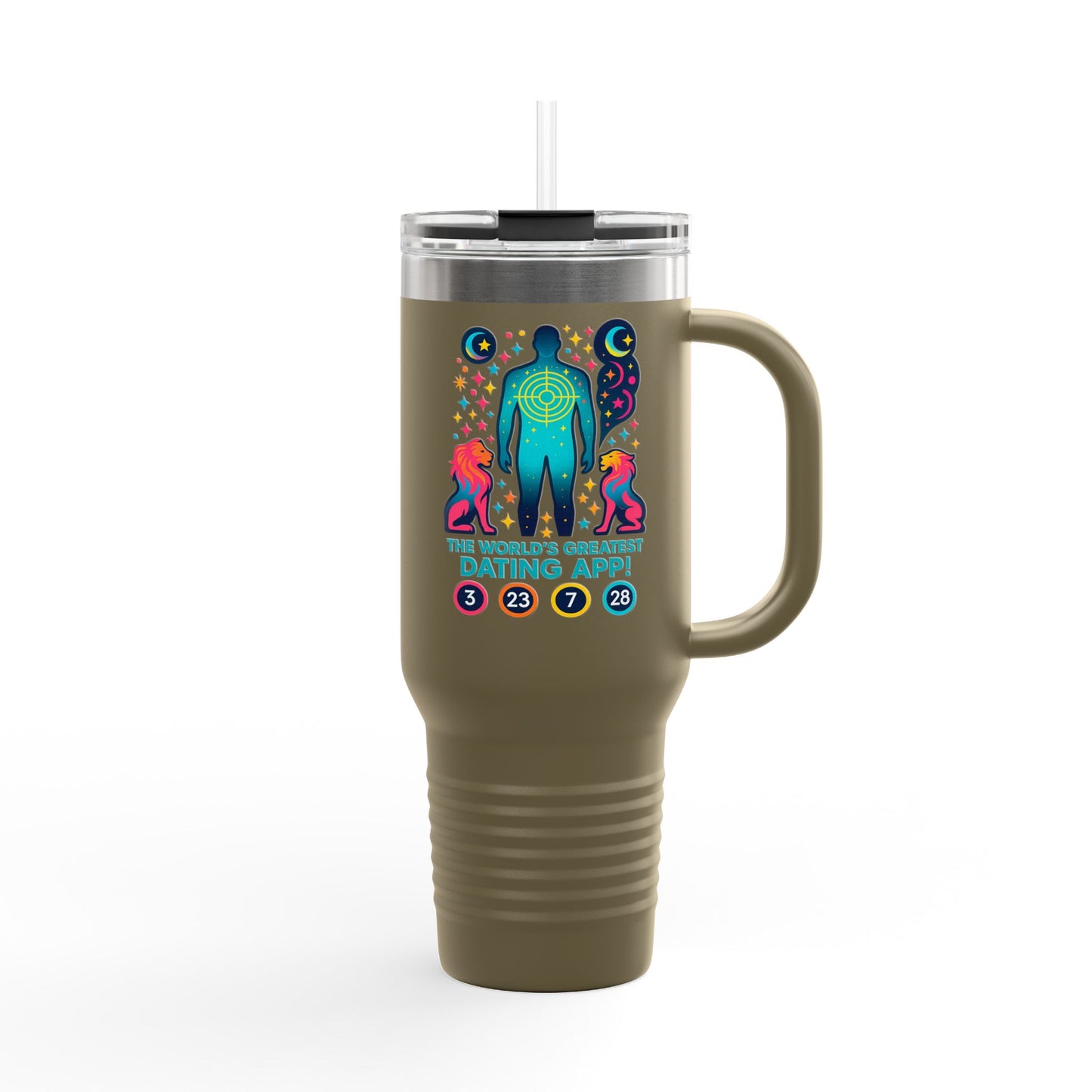 Funny Insulated Travel Mug - "The World's Greatest Dating App!" 40oz - Perfect Gift for Coffee Lovers