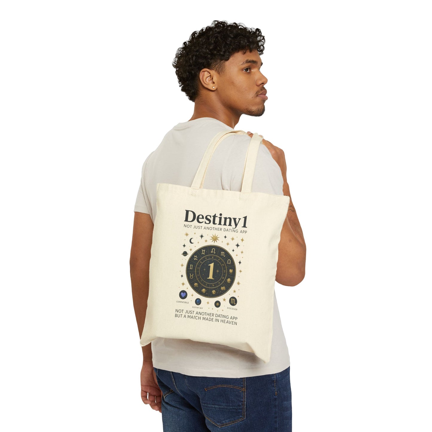 Astrology-Inspired Cotton Canvas Tote Bag - Destiny1 Design
