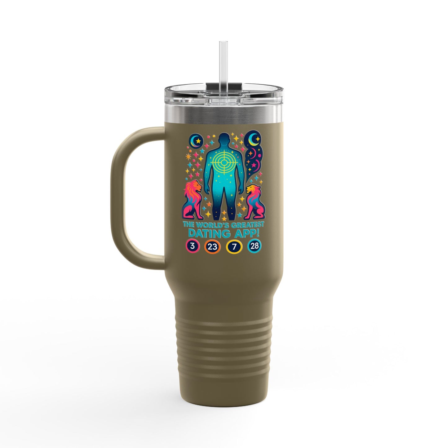 Funny Insulated Travel Mug - "The World's Greatest Dating App!" 40oz - Perfect Gift for Coffee Lovers
